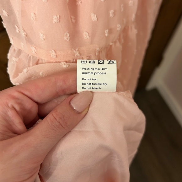 Elegant Pink Puff Sleeve Midi Dress Medium - Picture 7 of 7